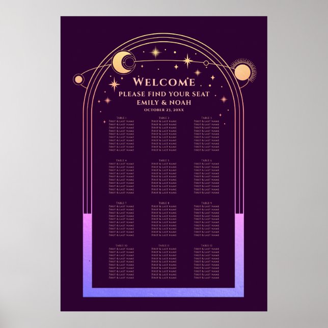 Poster Plum arc-en-ciel mystique Sun Moon Stars Mariage (Devant)