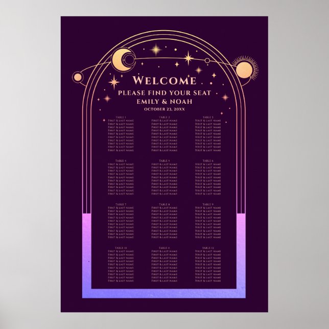 Poster Plum arc-en-ciel mystique Sun Moon Stars Mariage (Devant)