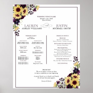 Poster Plum Purple Tournesol Aquarelle Programme de maria