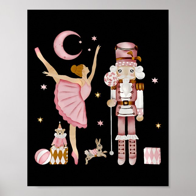 Poster Plum rose rétro Fairy Nutcracker Noël C (Devant)