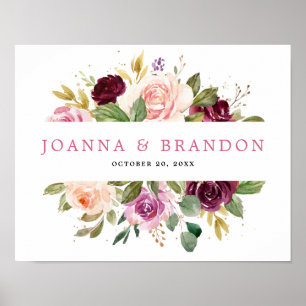 Poster Plum violet rose pâle Mariage végétal