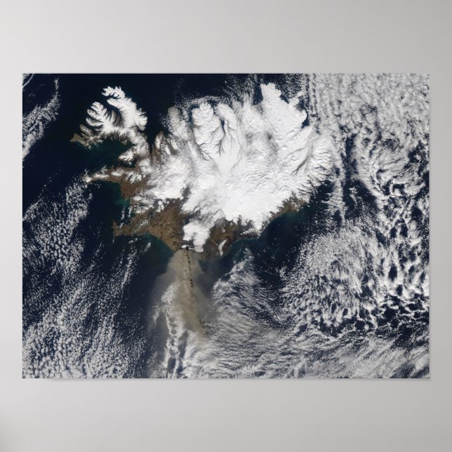 Poster Plume de cendres du volcan Eyjafjallajokull, islan (Devant)