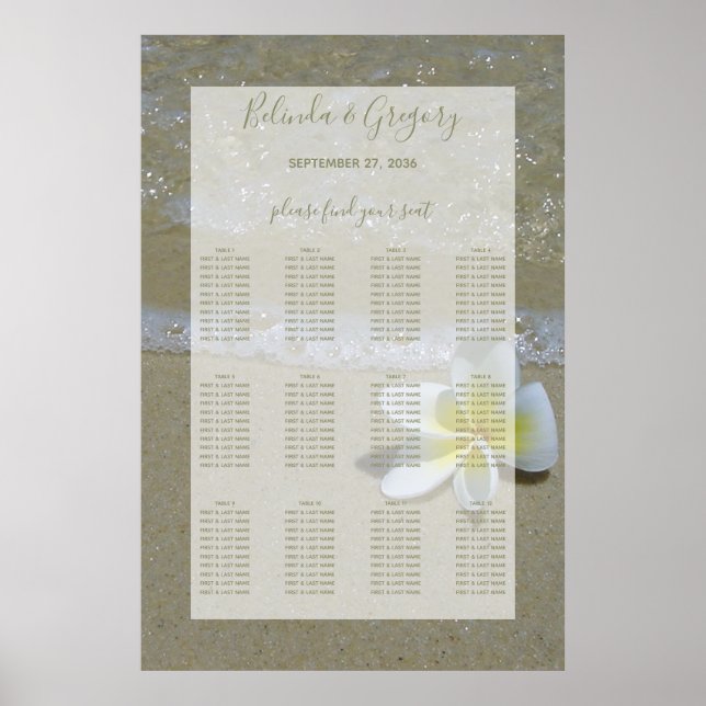Poster Plumeria Frangipani sur le Mariage de sable (Devant)