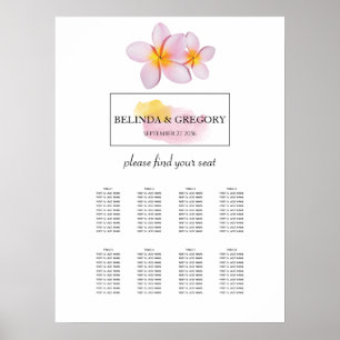 Poster Plumeria tropicale Frangipani Mariage