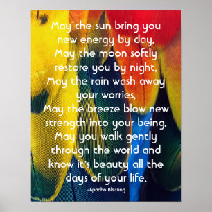 Poster Plumes colorées et inspirant Apache Bénédiction