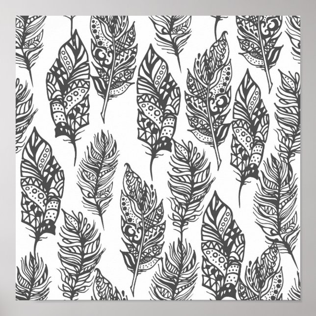 Poster Plumes douces Doodle 2 (Devant)