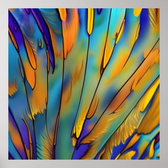 Poster Plumes en verre tendu AI Art Abstrait (Devant)