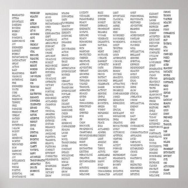 Poster Plus de 600 mots positifs (Devant)