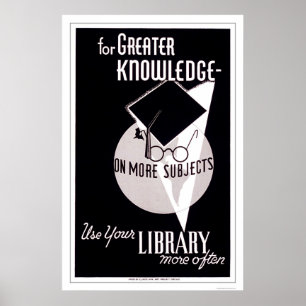 Poster Plus de bibliothèque de la connaissance WPA 1940