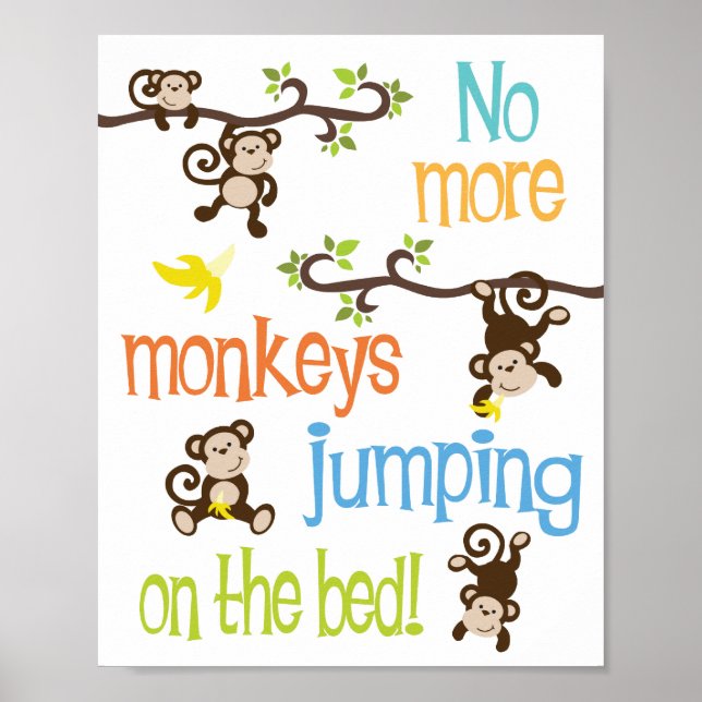 Poster Plus de singes sautant sur le lit (Devant)