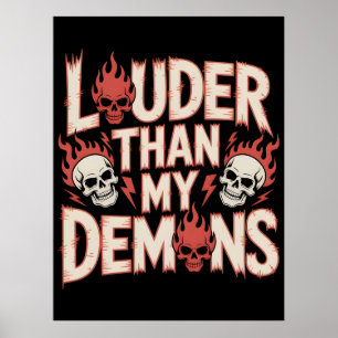 Poster Plus fort que mes démons : Crâne gothique et flamm