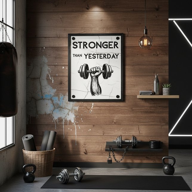 Poster Plus Forte Que Hier Gym Motivational Vintage (Créateur téléchargé)