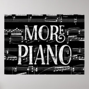 Poster Plus Piano Chalkboard - Black White Music