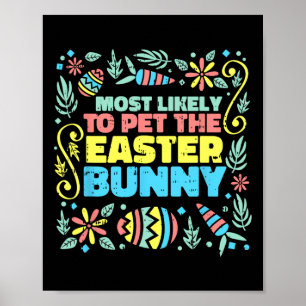 Poster Plus susceptible de caresser le lapin de Pâques dr