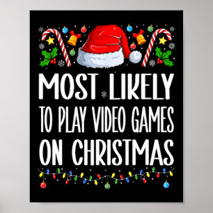 Poster Plus susceptible de jouer aux jeux vidéo à Noël dr