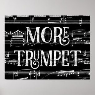 Poster Plus Trumpet Chalkboard - Black White Music