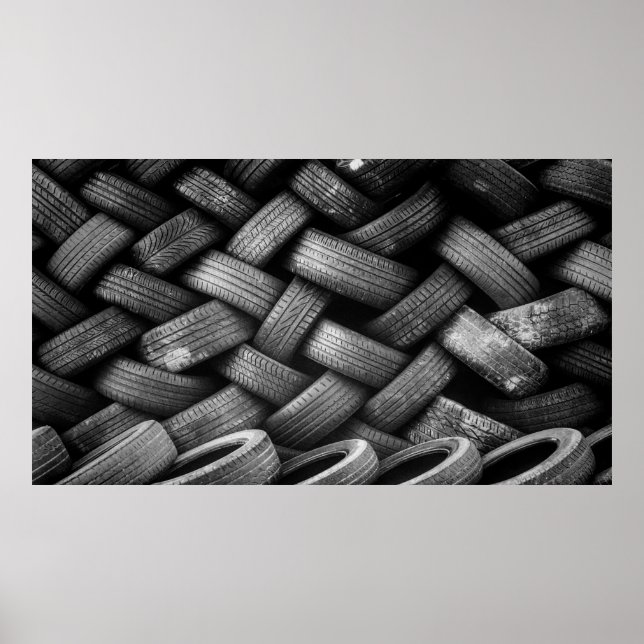 Poster Pneus en caoutchouc empilé utilisé (Devant)