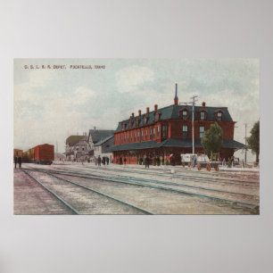 Poster Pocatello, ID - Trains & People Around Train