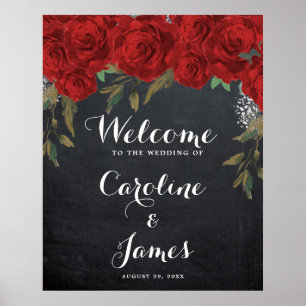 Poster Poche de réception mariage de roses rouges
