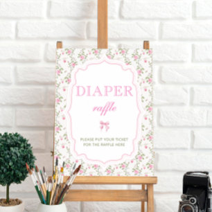 Poster Poche rose Vintage Baby shower floral Déchets Raff