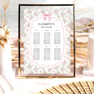 Poster Poche rose Vintage Baby shower Floral Siège