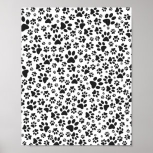 Poster Poches de chien noir et blanc Poka Dot