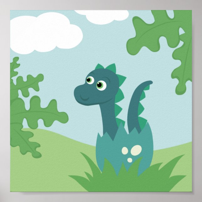 Poster Pochette de pépinière adorable bébé garçon dinosau (Devant)