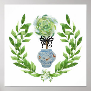 Poster Pochette d'impression Koi Blue and White Ginger Ja