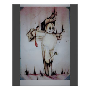 Poster Pochoir de poupée vaudou — Impression d'art sombre