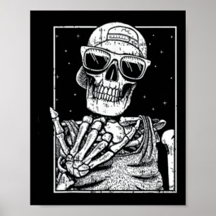 Poster Pocket Skeleton Rockhand Halloween Cool Music Rock