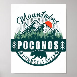 Poster Poconos Retro Pennsylvania Mountains 60s