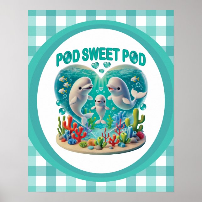 Poster "Pod Sweet Pod" Whale Family (Devant)