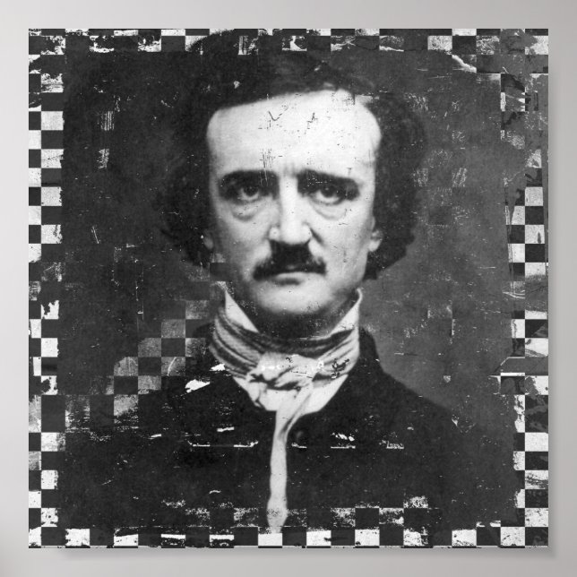 Poster Poe Grunge noir et blanc (Devant)