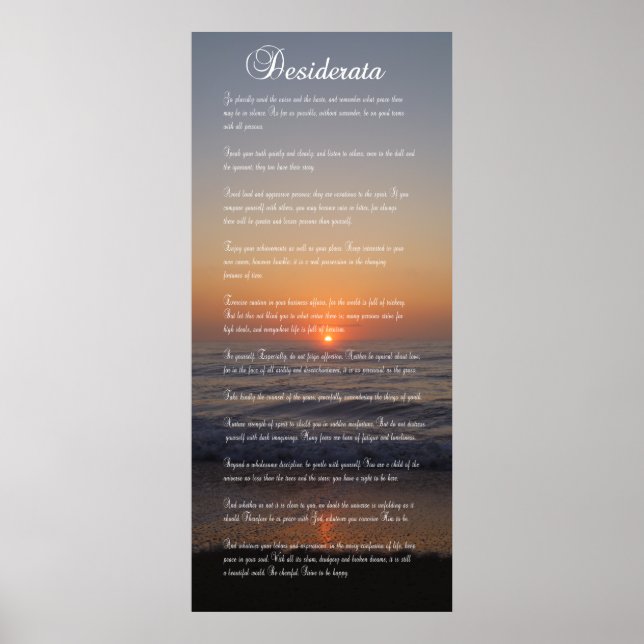 POSTER POEM DESIDERATA (Devant)