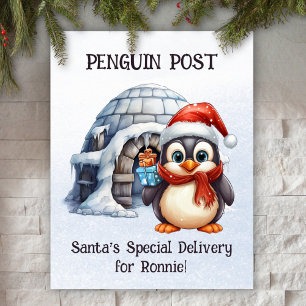 Poster Poem Pastel Neige mignonne Rhyme Penguin Noël
