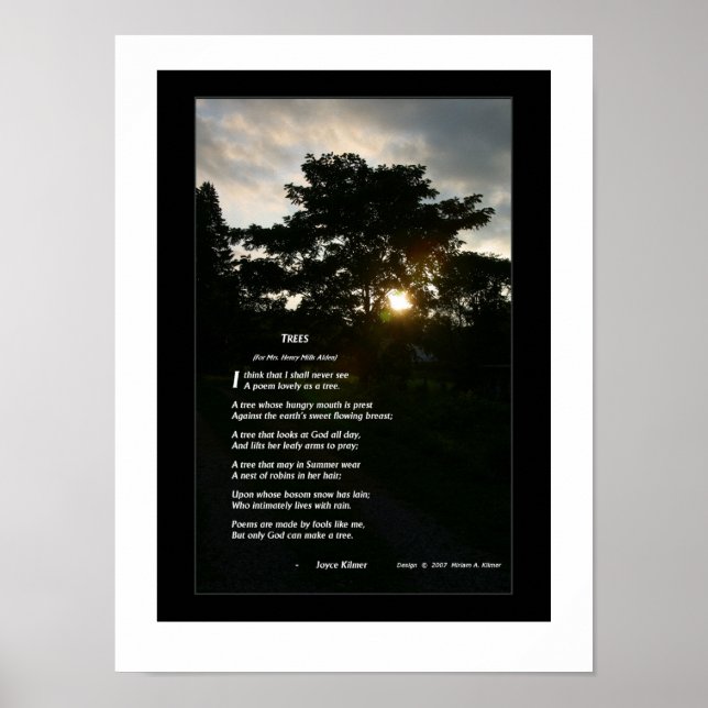 Poster Poème "Arbres" de Joyce Kilmer avec photo d'arbres (Devant)