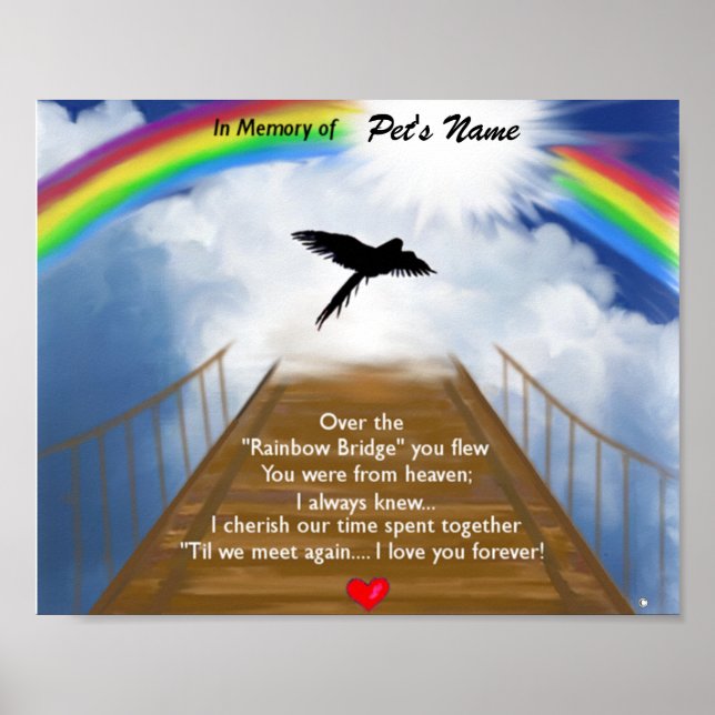 Poster Poème commémoratif du pont Rainbow pour les oiseau (Devant)