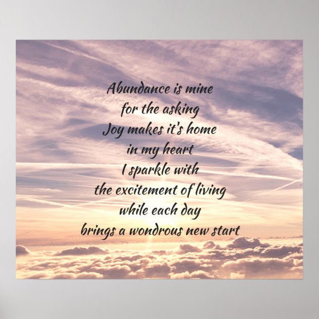 Poster Poème d'affirmation d'abondance (Devant)