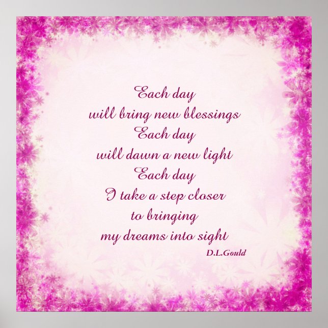 Poster Poème d'art "Chaque jour" (Devant)