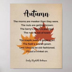 Poster Poème d'automne d'Emily Elizabeth Dickinson Vinta
