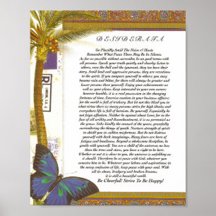 Poster Poème de Desiderata avec Palm Tree et Papillon
