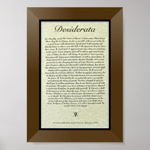 Poster Poème de DESIDERATA par Ehrmann maximum