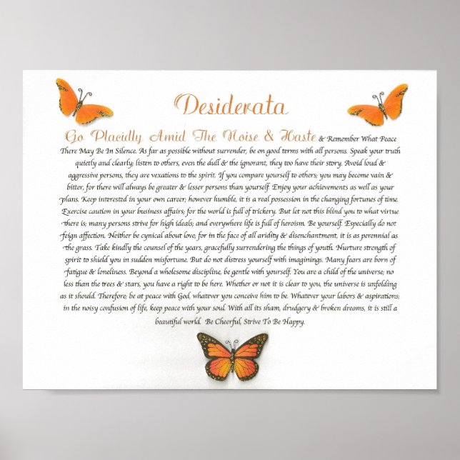Poster Poème de Desiderata par Max Ehrmann (Devant)