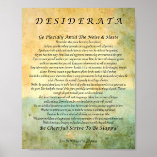 Poster Poème de Desiderata sur la forêt d'aquarelle