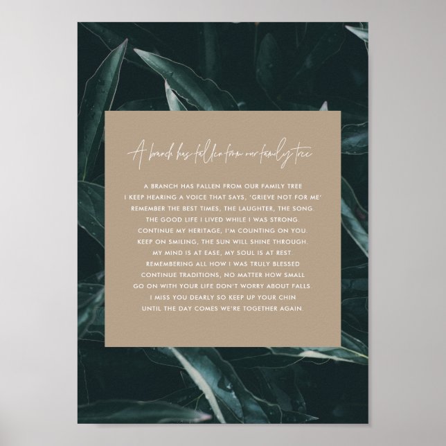 Poster Poème de mémoire de chagrin moderne et élégant (Devant)