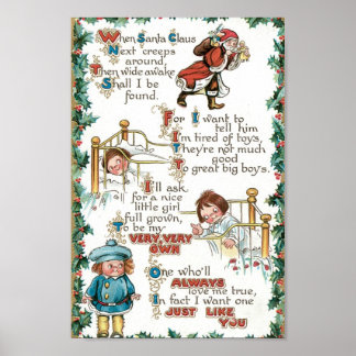 Poster Poème de Noël Vintage