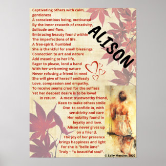 Poster Poème de nom "Alison"