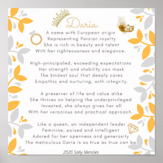 Poster Poème de nom "Daria"