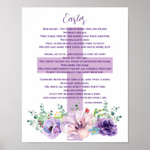 Poster Poème de Pâques Chrétien Fleurs pourpres & Croix