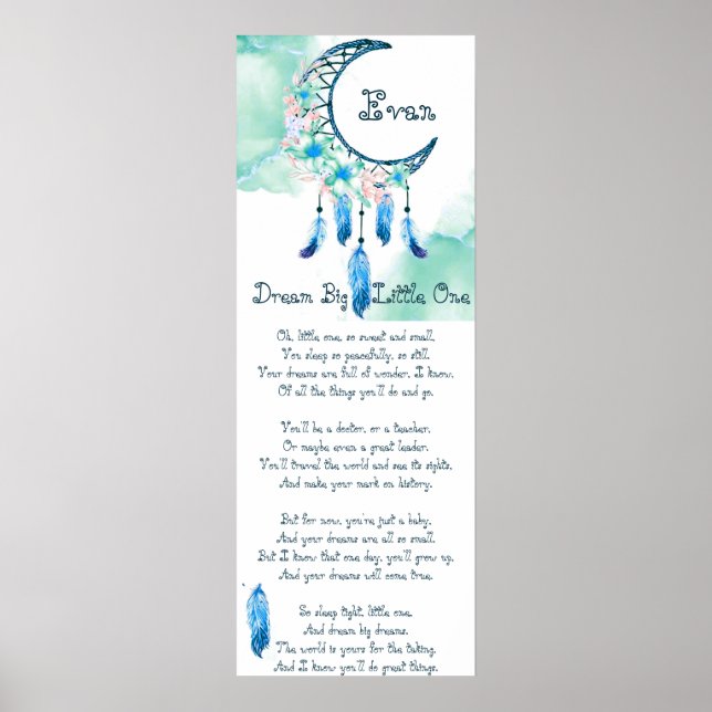 Poster Poème de rêve pour enfant personnalisé (Devant)